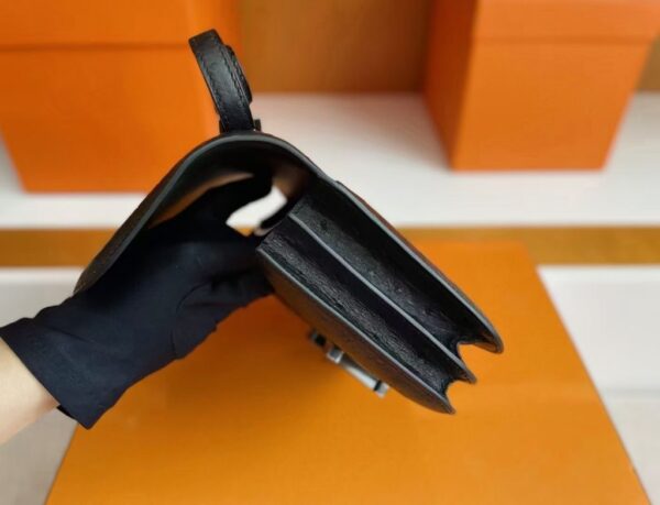 mmexport1746588365282-1024x784-1 H Factory Bags Constance Ostrich Leather Black Black Buckle 18cm Full Handmade