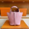 H Factory Bags Picotin Togo Leather X9 light purple pink Silver Hardware 18cm Full Handmade