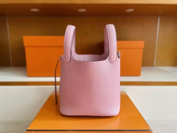 H Factory Bags Picotin Togo Leather X9 light purple pink Silver Hardware 18cm Full Handmade