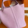 H Factory Bags Picotin Togo Leather X9 light purple pink Silver Hardware 18cm Full Handmade