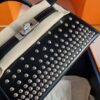 H Factory Bags Mini Kelly Shiny Box Leather Rivet Style Black Silver Hardware 19cm Full Handmade Phw