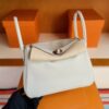 H Factory Bags Lindy Swift Leather M4 off white & Grey Silver Hardware 26cm Full Handmade Phw