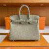 H Factory Bags Birkin Togo Leather Q1 Sage Green Silver Hardware 25cm Full Handmade