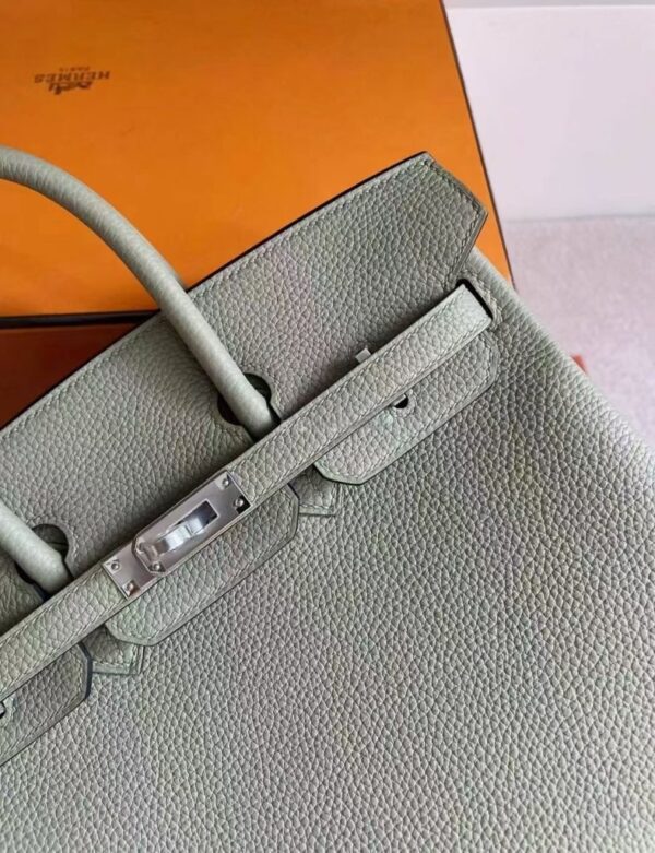 H Factory Bags Birkin Togo Leather Q1 Sage Green Silver Hardware 25cm Full Handmade