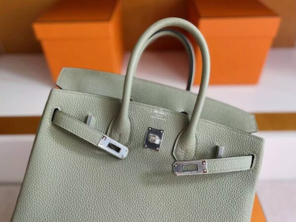 H Factory Bags Birkin Togo Leather Q1 Sage Green Silver Hardware 25cm Full Handmade