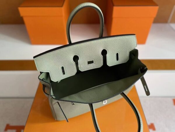 H Factory Bags Birkin Togo Leather Q1 Sage Green Silver Hardware 25cm Full Handmade