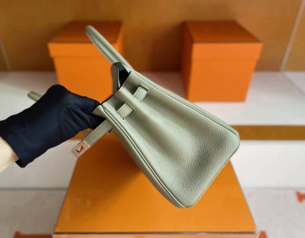 H Factory Bags Birkin Togo Leather Q1 Sage Green Silver Hardware 25cm Full Handmade