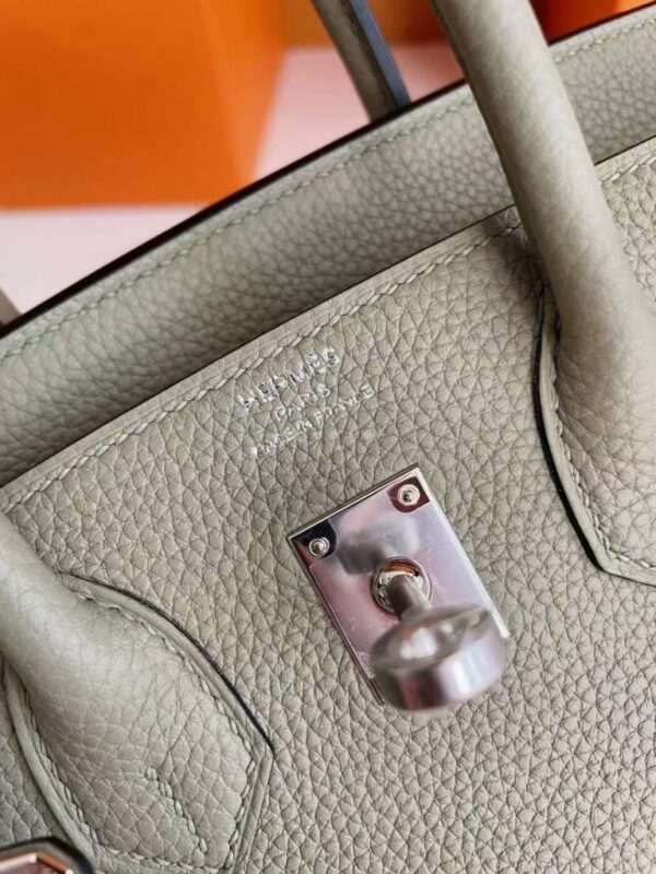 H Factory Bags Birkin Togo Leather Q1 Sage Green Silver Hardware 25cm Full Handmade