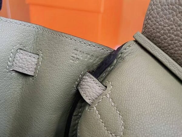 H Factory Bags Birkin Togo Leather Q1 Sage Green Silver Hardware 25cm Full Handmade