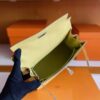 H Factory Bags Kelly Ostrich Leather Lemon Yellow Silver Hardware 25cm Full Handmade