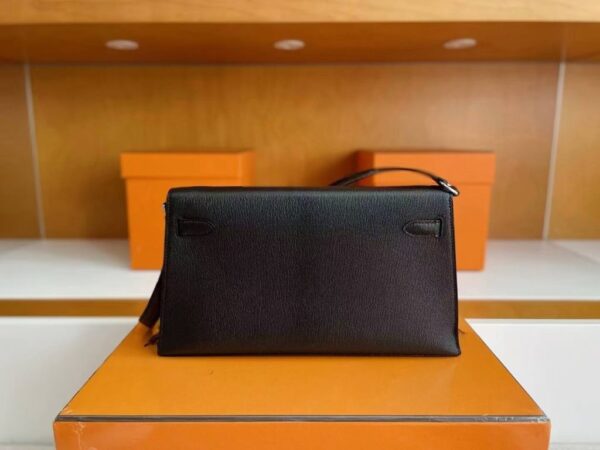 mmexport1748271401838-1024x768-1 H Factory Bags Kelly Elan Chever Leather Black Silver Hardware 27cm Full Handmade