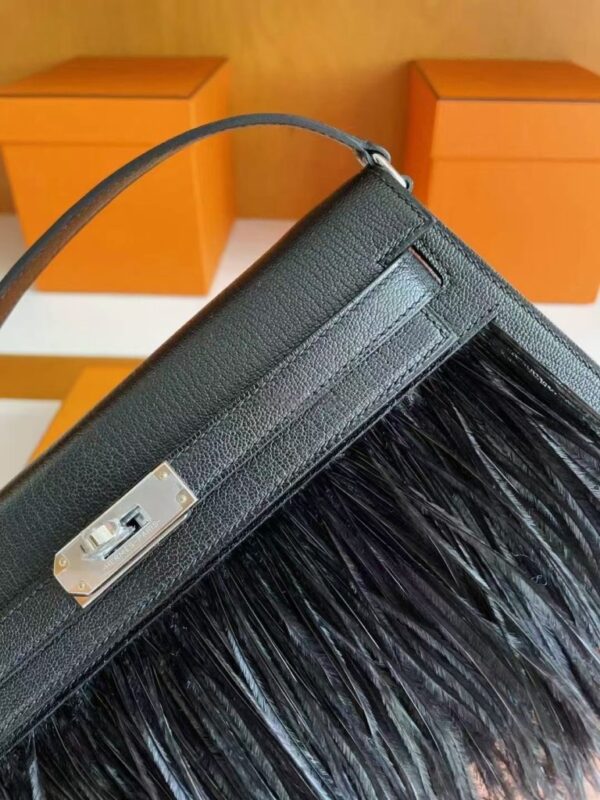 mmexport1748271404995-768x1024-1 H Factory Bags Kelly Elan Chever Leather Black Silver Hardware 27cm Full Handmade