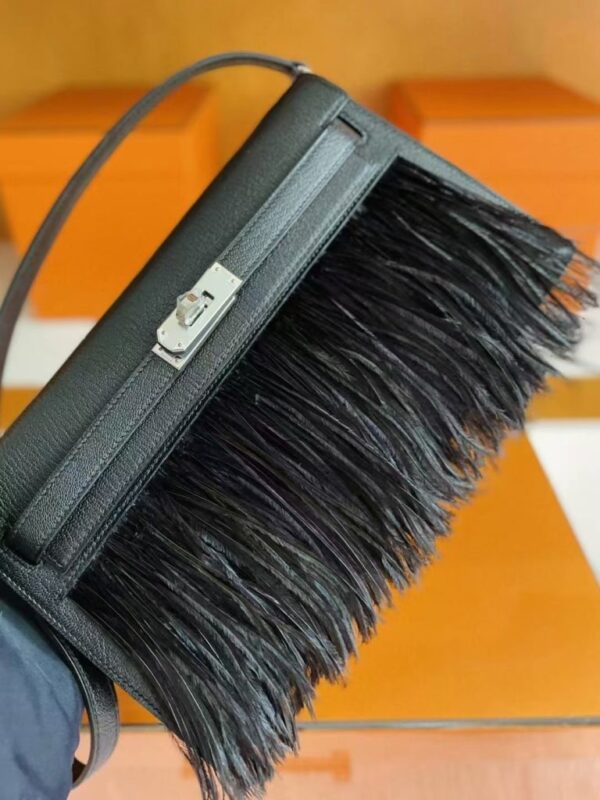 mmexport1748271406568-768x1024-1 H Factory Bags Kelly Elan Chever Leather Black Silver Hardware 27cm Full Handmade