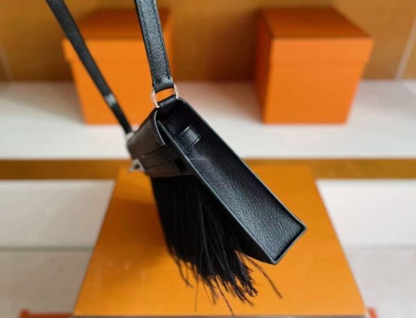 mmexport1748271408113-1024x784-1 H Factory Bags Kelly Elan Chever Leather Black Silver Hardware 27cm Full Handmade