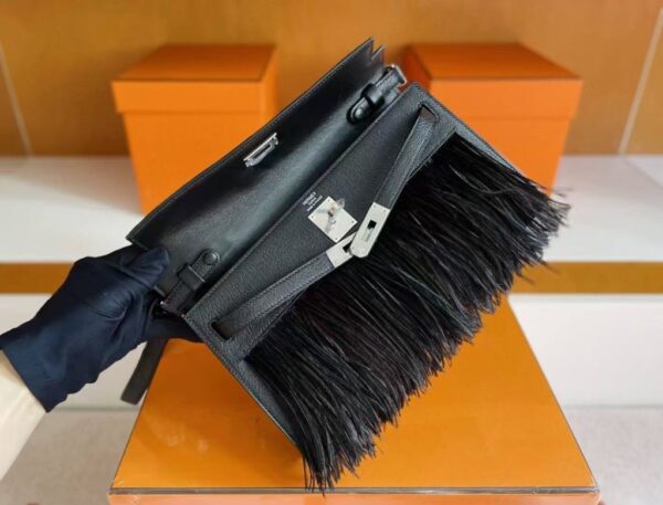 mmexport1748271409720-1024x780-1 H Factory Bags Kelly Elan Chever Leather Black Silver Hardware 27cm Full Handmade