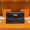 H Factory Bags Mini Kelly Pochette Swift Leather Black Silver Hardware 22cm Full Handmade