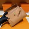 H Factory Bags Mini Kelly Pochette Swift Leather Golden Brown Gold Hardware 22cm Full Handmade
