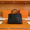 H Factory Bags Mini Kelly Touch Epsom & Crocodile Black Gold Hardware 19cm Full Handmade
