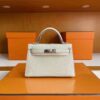 H Factory Bags Mini Kelly Matte Alligator Crocodile Cream White Silver Hardware 19cm Full Handmade