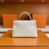 H Factory Bags Mini Kelly Matte Alligator Crocodile Cream White Silver Hardware 19cm Full Handmade