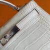 H Factory Bags Mini Kelly Matte Alligator Crocodile Cream White Silver Hardware 19cm Full Handmade