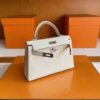 H Factory Bags Mini Kelly Matte Alligator Crocodile Cream White Silver Hardware 19cm Full Handmade