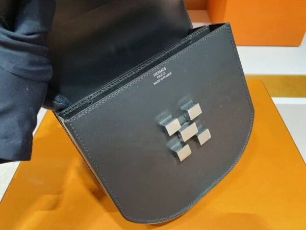 H Factory Bags Mosaique Shiny Box Leather Black Silver Hardware 17cm Full Handmade