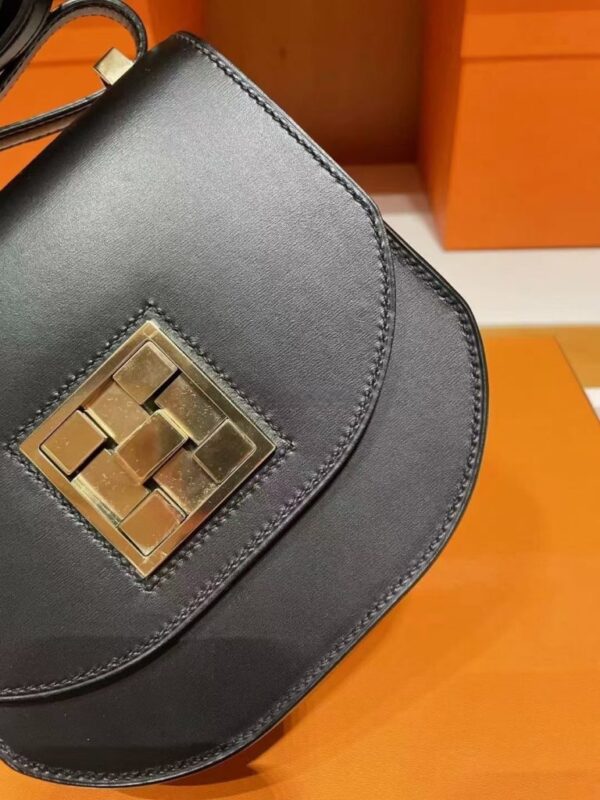 H Factory Bags Mosaique Shiny Box Leather Black Gold Hardware 17cm Full Handmade