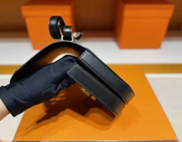 H Factory Bags Mosaique Shiny Box Leather Black Gold Hardware 17cm Full Handmade