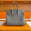 H Factory Bags Birkin Togo Leather medium grey Silver Hardware 25cm Full Handmade