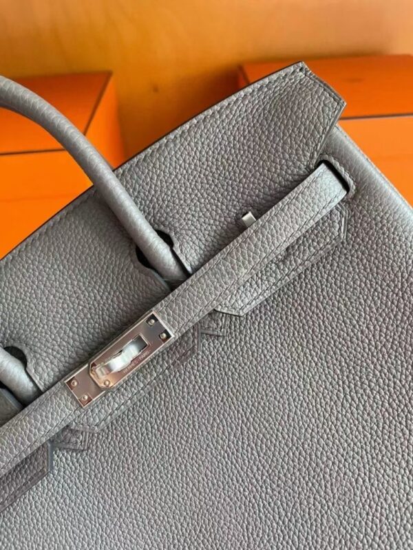 H Factory Bags Birkin Togo Leather medium grey Silver Hardware 25cm Full Handmade