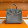 H Factory Bags Birkin Togo Leather medium grey Silver Hardware 25cm Full Handmade
