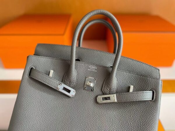 H Factory Bags Birkin Togo Leather medium grey Silver Hardware 25cm Full Handmade