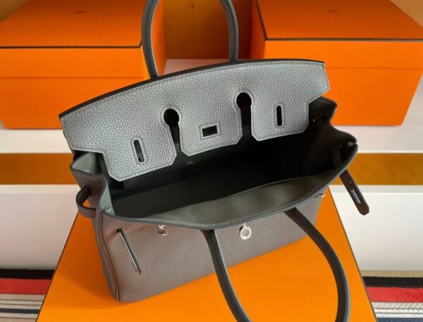 H Factory Bags Birkin Togo Leather medium grey Silver Hardware 25cm Full Handmade