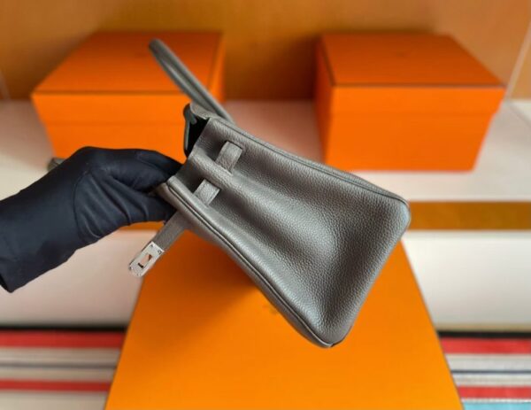 H Factory Bags Birkin Togo Leather medium grey Silver Hardware 25cm Full Handmade