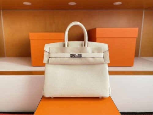 mmexport1749176203637-1024x801-1 H Factory Bags Birkin Togo Leather Gream White Silver Hardware 25cm Full Handmade