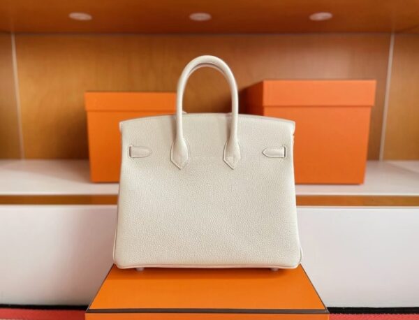 H Factory Bags Birkin Togo Leather Gream White Silver Hardware 25cm Full Handmade