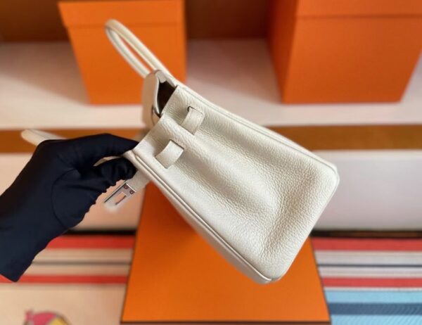 H Factory Bags Birkin Togo Leather Gream White Silver Hardware 25cm Full Handmade
