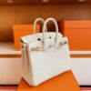 H Factory Bags Birkin Togo Leather Gream White Silver Hardware 25cm Full Handmade