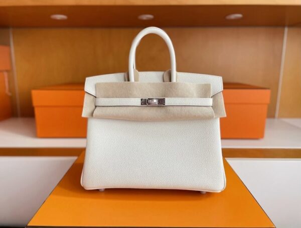 mmexport1749176234035-1024x778-1 H Factory Bags Birkin Togo Leather 8L Ice White Silver Hardware 25cm Full Handmade