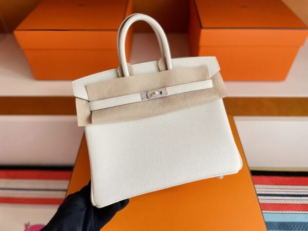 mmexport1749176237956-1024x768-1 H Factory Bags Birkin Togo Leather 8L Ice White Silver Hardware 25cm Full Handmade