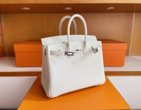 mmexport1749176242871-1024x800-1 H Factory Bags Birkin Togo Leather 8L Ice White Silver Hardware 25cm Full Handmade