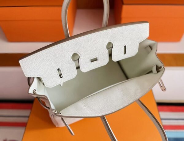 mmexport1749176246345-1024x787-1 H Factory Bags Birkin Togo Leather 8L Ice White Silver Hardware 25cm Full Handmade