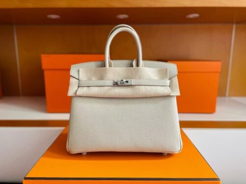 mmexport1749176289956-1024x777-1 H Factory Bags Birkin Togo Leather Pearl White Silver Hardware 25cm Full Handmade