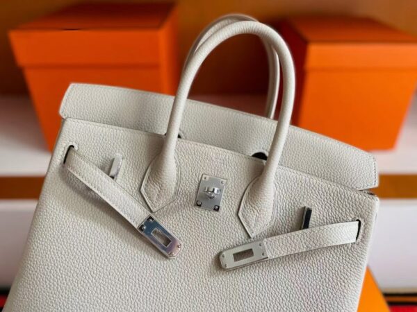 mmexport1749176297287-1024x768-1 H Factory Bags Birkin Togo Leather Pearl White Silver Hardware 25cm Full Handmade