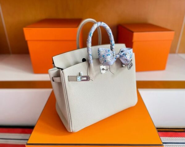 mmexport1749176306131-1024x816-1 H Factory Bags Birkin Togo Leather Pearl White Silver Hardware 25cm Full Handmade