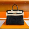 H Factory Bags Birkin Matte Alligator Crocodile HCP Black Gold Hardware 25cm Full Handmade