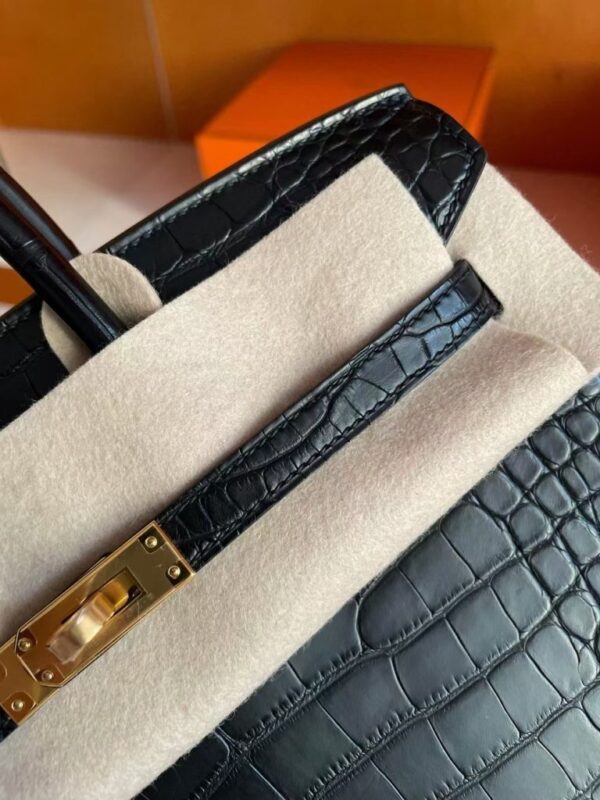 H Factory Bags Birkin Matte Alligator Crocodile HCP Black Gold Hardware 25cm Full Handmade