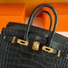 H Factory Bags Birkin Matte Alligator Crocodile HCP Black Gold Hardware 25cm Full Handmade