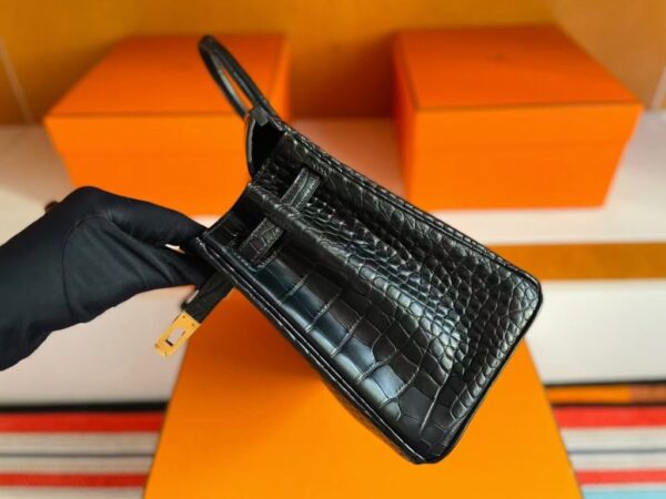 H Factory Bags Birkin Matte Alligator Crocodile HCP Black Gold Hardware 25cm Full Handmade